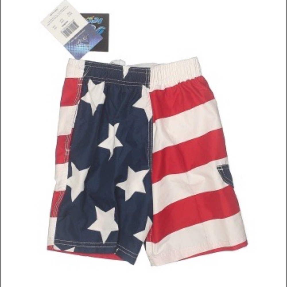 Okoau Boys Swim Trunks Swimsuit American Flag Size 4